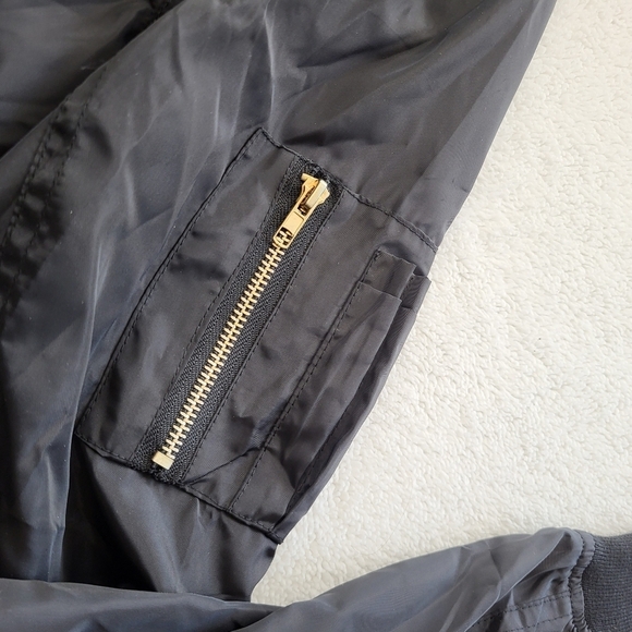 Wet Seal Vintage Retro Black Polyester Zip Up Jacket Moto Style Women's Size L - Picture 4 of 7